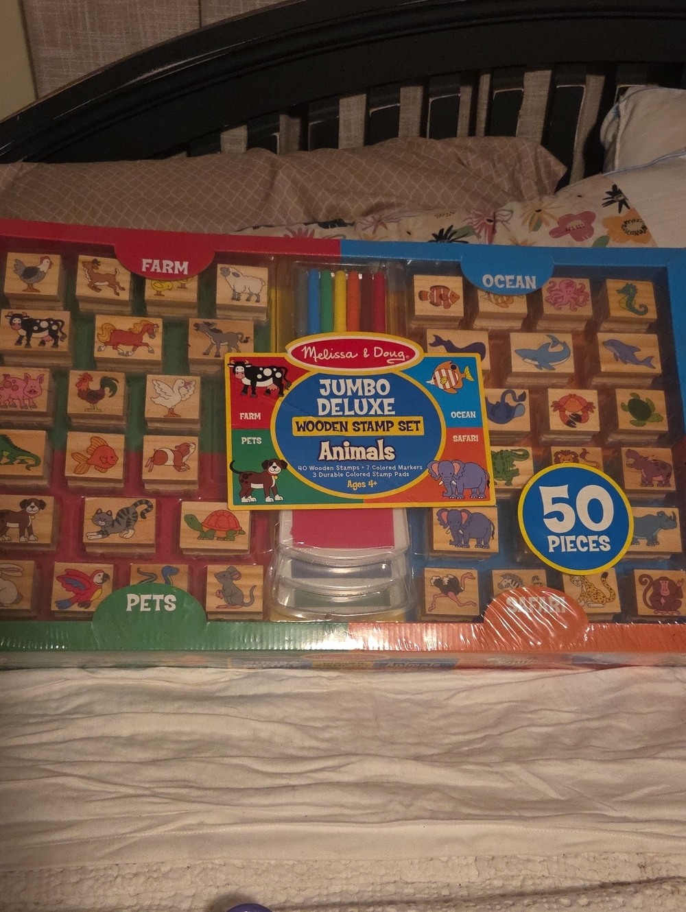Melissa & Doug Jumbo Deluxe Wooden Stamp Set - 50 Piece New In Box